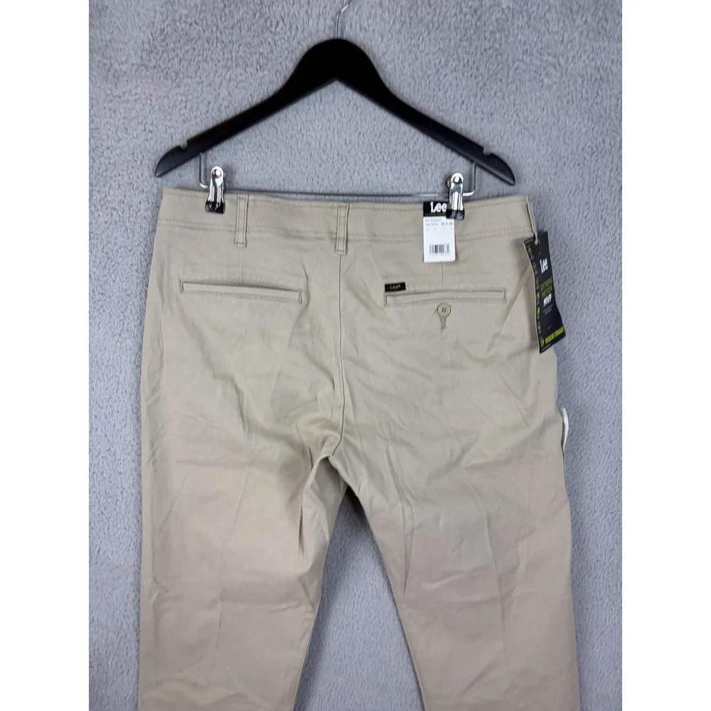 Lee Pants Mens 36x30 Beige Extreme Motion MVP Regular Straight Stretch Chino New